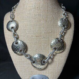 Joan Rivers Collection, Silver Hammered Disc Necklace.